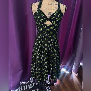 Black and Green Halter Dress